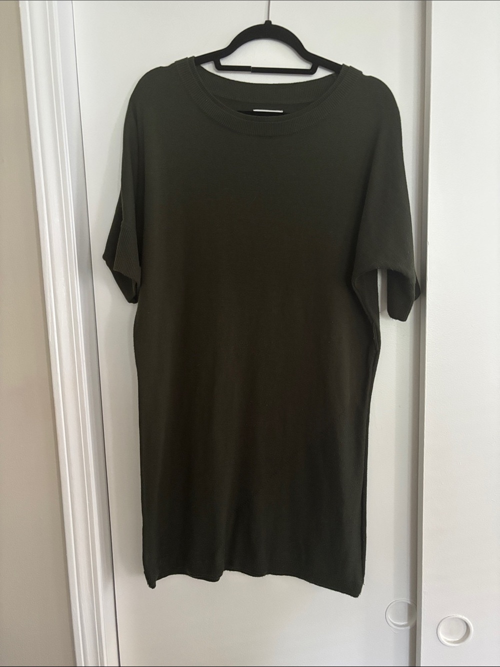 Calvin Klein Olive Green Short Sleeve Sweater Dress